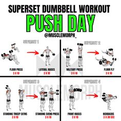 the dumbbell workout poster shows how to do push - up