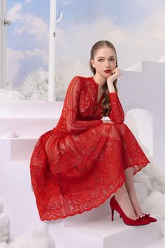 Camolina Drop Waist Long Sleeved Lace Midi Dress MEAN BLVD Mean Blvd, Lace Silk, Lace Midi, Lace Midi Dress, Dress Material, Drop Waist, Long Sleeve Lace, S Models, Dress Materials