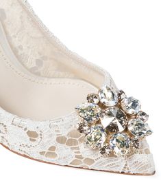 Find DOLCE & GABBANA Belluci Embellished Lace Pumps on Editorialist. Upper: fabric. Lining: fabric. Sole: leather insole and sole. Toe shape: pointed toe. Made in Italy. Includes: shoe box. Denim Pumps, Rainbow Laces, Lace Pumps, Crystal Heels, Blue Pumps, Pink Pumps, White Pumps, 4 Inch Heels, Green Lace