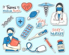 Premium Vector | Colorful hand drawn medical stickers collection Stickers Design Ideas, Pharmacy Art, Medical Stickers, Books Stickers, Medical Wallpaper, Science Stickers, Nurse Stickers, Stickers Collection, Medical Books