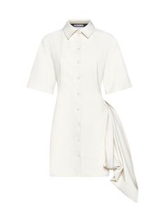 55% Polyamide, 36% Cotton, 9% Elastane | Jacquemus Women's Dress in Ivory | SS23 Jacquemus Outfit, Jacquemus Dress, Shop Dress, Casual White Dress, Zimmermann Dress, Pleats Please Issey Miyake, Shirt For Women, Yoga Wear, Nightwear