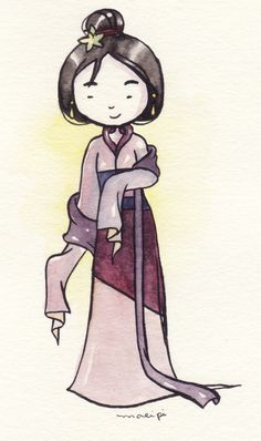 a drawing of a woman in a kimono