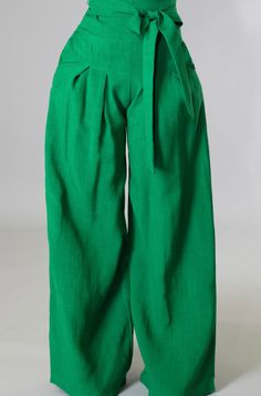 Green High Waisted Wide Leg Pants - Marcy Boutique trendy,chic,elegant,classy,african Green High-waisted Baggy Wide Leg Pants, Green High-waisted Pants With Belt Loops, Green Solid Color Wide-leg Pants, Green Wide-leg Pants With Elastic Waistband, Green Wide-leg Bottoms With Elastic Waistband, Odd Fashion, Themed Shirts, High Waisted Wide Leg Pants, La Fashion