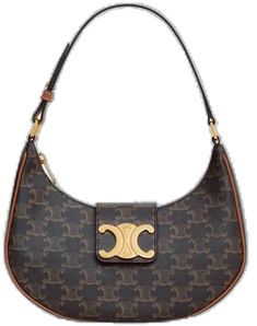 Chic Brown Shoulder Bag With Gold-tone Logo Plaque, Elegant Brown Bags With Gold-tone Logo Plaque, Elegant Brown Bag With Gold-tone Logo Plaque, Chic Gold Monogram Canvas Shoulder Bag, Elegant Tan Monogram Canvas Shoulder Bag, Chic Gold Bag With Leather Trim, Ava Triomphe Bag, Triomphe Bag, Fragrance Bottle