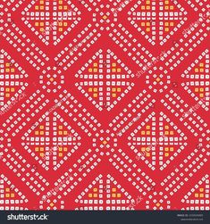 an abstract red and yellow background with white squares, dots and lines in the center