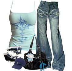 Grunge Blue Outfit, Blue Grunge Outfit, Outfit Inspo Grunge, Blue Y2k Outfit, Freelancer Profile, Clothes Grunge, Outfit Grunge, Grunge Outfit, 2000s Outfits