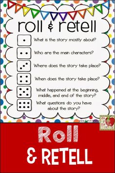 roll and retell game with the words roll and retell