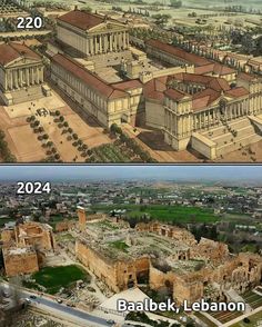 before and after photos of the ancient city of baalbekk, lebanon