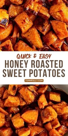 honey roasted sweet potatoes with text overlay