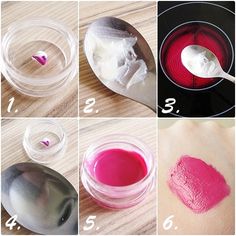 Homemade tinted lip balm with Vaseline. I'd use a bit of lipstick for pigment. Lip Balm With Vaseline, Gloss Diy, Diy Lip Balm Recipes, Homemade Moisturizer, Homemade Makeup, Lip Scrub Diy, Vaseline Lip, Diy Lip Gloss