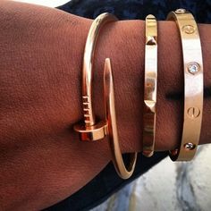 Cartier. I love , I want, I will have.... One day! Dream Items, Nail Bracelet, Cartier Tank, Gold Bracelets, Olivia Palermo, Dieselpunk