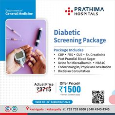 Control Diabetes for a Healthy Life... Don't Ignore the Warning Signs: ➡️ Weight loss ➡️ Fatigue ➡️ Frequent Urination ➡️ Excessive thirst  Avail Diabetic Screening Package @ Rs.1500/-  Offer Valid Till 30th September 2024 Only at Prathima Hospitals Kachiguda & KPHB.  For Any Appointment Booking: 📅:: https://prathimahospitals.com/book-appointment/ 📞:: 733 733 6600 | 040 4345 4345 | 733 733 6603  #Diabetichealthpackage #diabetesscreeningpackage #diabeticpackage #healthcheckuppackage #prathimapackages #prathimahospitals #prathima #ph #prathimahospitalpackages #besthospital #trending #trendingnow Frequent Urination, Book Appointment, 30 September, The Warning, September 2024, Warning Signs, Healthy Life, Medicine