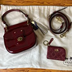 Purchased In 2012 And Only Worn November-February Each Year. In Very Good Repair With Some Wear And A Few Ink Stains On Lining As Pictured. Will Come With Matching Coin Purse In Good Condition. Detachable Long Strap And Dust Bag Included Mom Fits, Ink Stains, Coach Crossbody, Ink Stain, Coach Crossbody Bag, Hanging Bag, Plant Mom, Coach Purse, Coach Purses