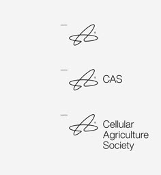 three logos for cellular architecture society, with the words cas and cellular architecture society written below them