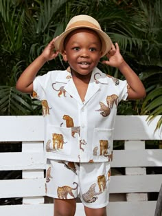 Multicolor Boho  Short Sleeve Polyester Animal  Embellished Non-Stretch Summer Toddler Boys Clothing Toddler Boy Outfits Summer, Kids Outfits Boys, Toddler Boys Outfits, Kids Summer Outfits, Kids Boys Fashion, Shirt And Shorts Outfit, Toddler Boy Summer Outfits, Boys Fashion Dress, African Kids Clothes