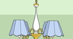 a drawing of a chandelier with two lamps on each side and one light in the middle