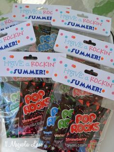 five packs of rockin'pop and summer candy