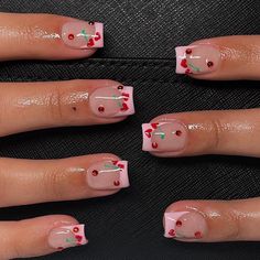 Cherry Nails, Work Nails, Short Square Acrylic Nails, Unique Acrylic Nails, Acrylic Nails Coffin Short, Short Acrylic Nails Designs, Pink Acrylic Nails, Square Acrylic Nails, Fire Nails