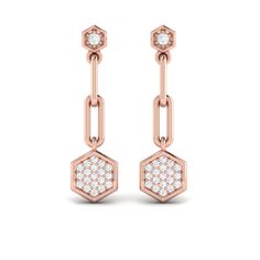 A reminder that you are loved, protected, and out-of-this-world chic: Think of our hexagon motif as a stylized halo the six sides are a nod to the six-winged angels known as seraphim. Available in 14K Rose, White & Yellow Gold Simple Dangling Earrings, Octagon Earrings For Wedding, Drop Statement Earrings, Jeweled Earrings, Statement Drop Earrings, Rose Ring, You Are Loved, Jewellery Design, Creative Arts