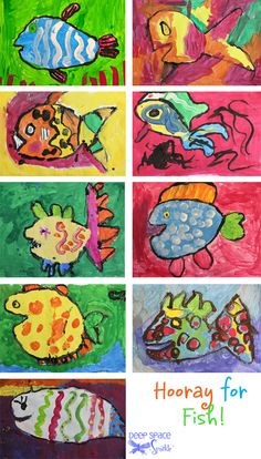 art project for kids that includes fish and sea creatures, including an ocean theme with the words hooray for fish