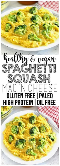 broccoli and vegan spaghetti squash mac n cheese is an easy, healthy meal that's ready in under 30 minutes