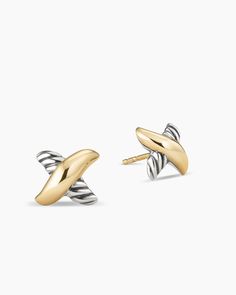 David Yurman | Petite X Stud Earrings in Sterling Silver with 18K Yellow Gold, 7.5mm David Yurman Earrings, Womens Earrings Studs, Yellow Gold Earrings, Charm Rings, Yellow Gold Earring, Jewelry For Her, High Jewelry, David Yurman, Silver Rose Gold