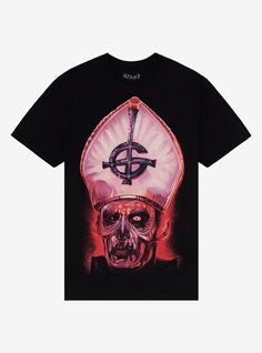 Take it back to the beginning  when the Clergy chose Papa Emeritus I to front Ghost and released the band's debut (and the only album to feature Papa I) Opus Eponymous (2010). This tee shows a large portrait of the original frontman for Ghost.100% cottonWash cold; dry lowImportedListed in men'sunisex sizes Pop Culture Halloween Concert Top, Band Merch Tops With Front Print For Concert, Concert Band Merch Tops With Front And Back Print, Halloween Band Merch Tops With Front And Back Print, Band Logo Merch Tops For Halloween, Band Merch Tops With Back Print For Concerts, Band Merch Tops With Band Logo For Halloween, Alternative Style Concert T-shirt With Screen Print, Graphic Tee With Back Print For Concert