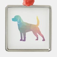 a colorful dog ornament on a white background