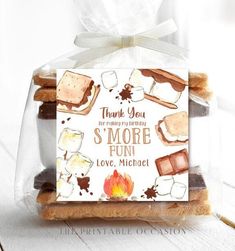 thank you for being served with s'more and love, michigan cookies in a clear gift bag