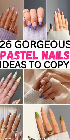 Trendy Pastel Nails, Pastel Pink Nail Designs, Pastel Nails Ideas, Nail Pastel, Pastel Color Nails, Pastel Pink Nails, Pastel Nails Designs, Purple Nail Designs