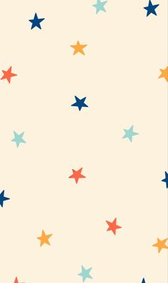 a white background with red, blue and yellow stars