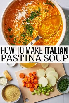 how to make italian pasta in a soup with vegetables and meats on the side