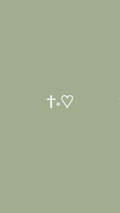 the word love is written in white on a green background with a heart and cross