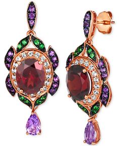 in stock Gemstone Drop Earrings, Chocolate Diamonds, Le Vian, Purple Jewelry, Green Gems, Fabulous Jewelry, Rose Gold Necklace, Fine Jewellery Earrings, Multi Stone