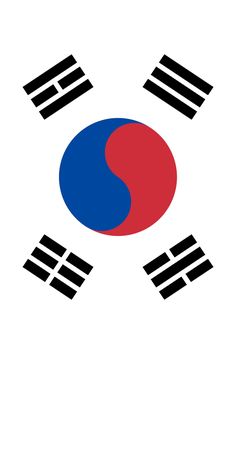 the korean flag is shown with three black and red circles on top of each other