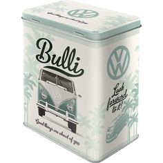 an old vw bus canister with the word bulli on it