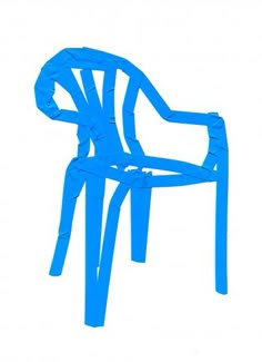 a blue plastic chair on a white background