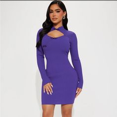 Available In Purple. Sweater Mini Dress Mock Neckline Long Sleeves Keyhole Toggle Detail Stretch Length = 33" 53% Nylon 47% Rayon Imported Style It With Sweater Mini Dress, Purple Mini Dresses, Fashion Nova Dresses, Purple Sweater, Mini Sweater Dress, Mock Neckline, Purple Color, Fashion Nova, Long Sleeve Dress