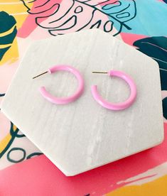 if there is a more perfect Barbie-inspired earring out there, I’d like to see it. These enamel hoops are the perfect shade of pink and so glossy. I promise you won’t be disappointed by these babies. Enamel Hoops. 30 mm. Barbie Inspired, Shade Of Pink, Pink Enamel, I Promise You, I Promise, See It, Pink