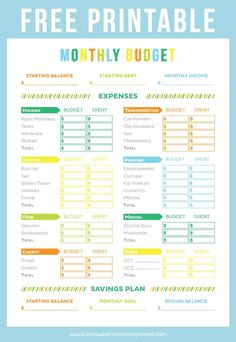 the free printable money budget sheet is perfect for any family to use in their home