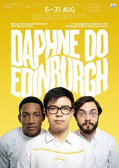 the movie poster for dappne do conyrrghh with three men in white shirts