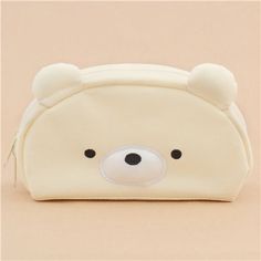 cute cream bear face animal pencil case from Japan 4 Stationary Station, Cute Pencil Cases, Japanese School Supplies, Animal Pencil Case, Journaling Supplies