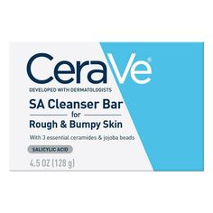 Developed with Dermatologists, CeraVe SA Cleanser Bar for Rough & Bumpy Skin deeply cleanses and delivers dual exfoliation to remove dirt & oil while softening and smoothing skin without disrupting skins protective barrier. This gentle, soap-free cleansing bar contains spherical exfoliating jojoba beads with salicylic acid to gently sweep away deal skin cells to soften and smooth rough skin. Softens and visibly smoothes rough and bumpy skin without disrupting the skin barrier. Results: Immediate Cerave Sa Cleanser, Rough And Bumpy Skin, Cerave Cleanser, Salicylic Acid Cleanser, Rough Bumpy Skin, Chemical Exfoliation, Acne Face Wash, Bumpy Skin, Acne Cleansers