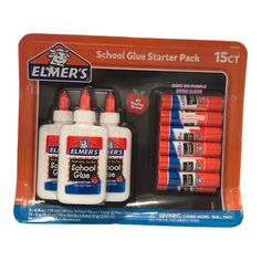 the school glue starter pack includes five different colors