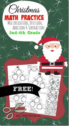 christmas math practice with santa clause and free printable worksheet for addition and subtraction