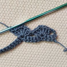 the crochet hook is being worked on