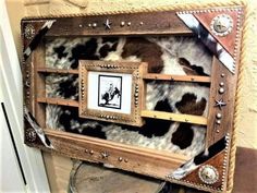 Wall Mount Western Display Case Buckle Display Case, Belt Buckle Display, Buckle Display, Wall Mounted Display Case, Large Picture Frame, Western Picture Frames, Cowhide Decor, Cowhide Furniture, Trophy Display