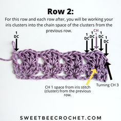 instructions for how to crochet the row 2