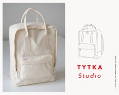 an image of a backpack with the words tyka studio on it