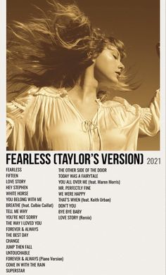 the poster for fearless taylor's version shows her hair blowing in the wind as she sings